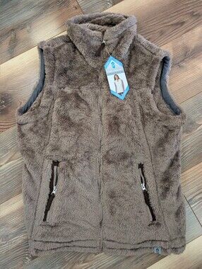Free Country Alpine Butter Pile Vest Almond Brown Large Soft Fuzzy Cozy Warm NWT